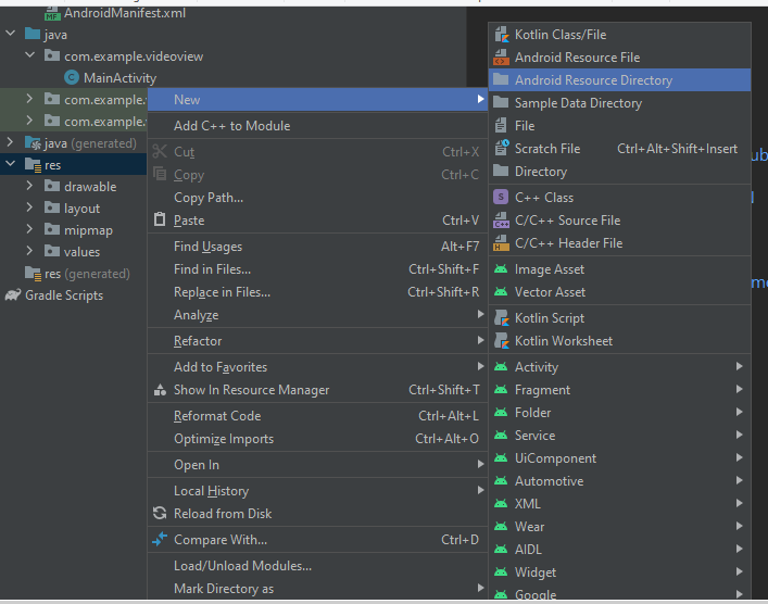 Creating New Resource Directory Creating New Resource Directory