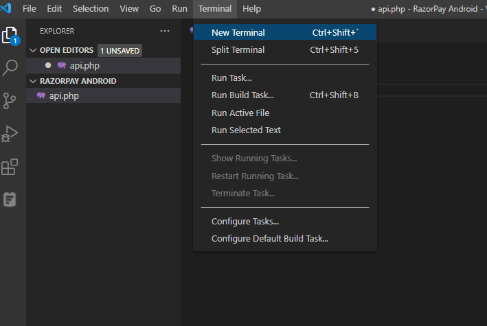 Open Terminal in VS Code