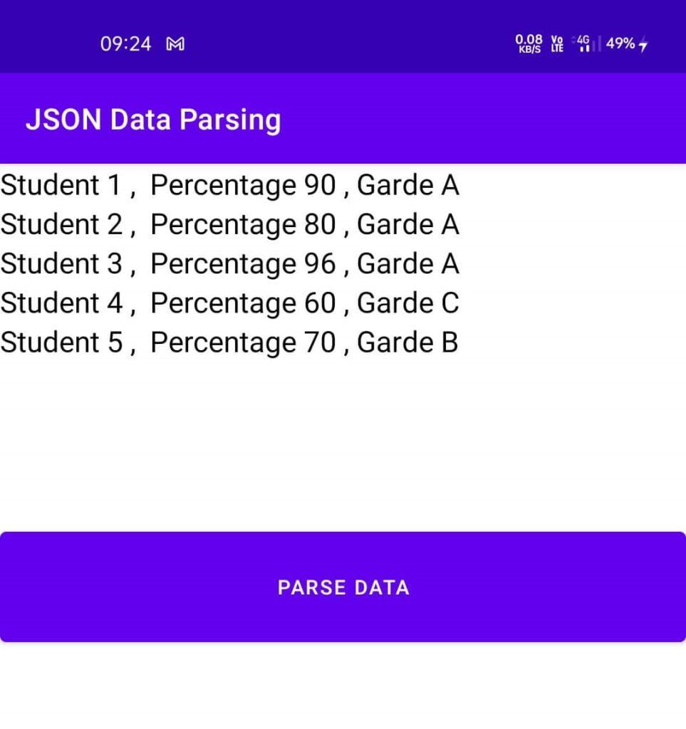 Parsing JSON Data in Android Output