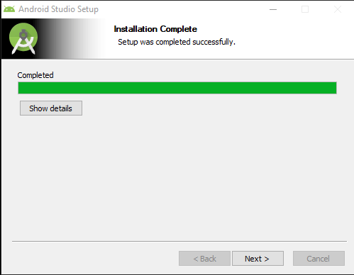 Android Studio Installation Completed