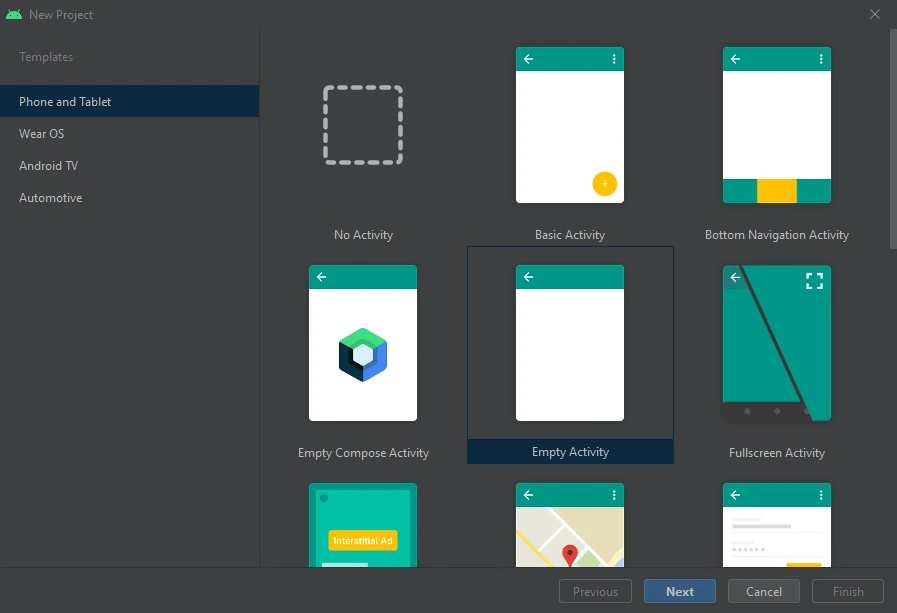 Create New Android Studio Project