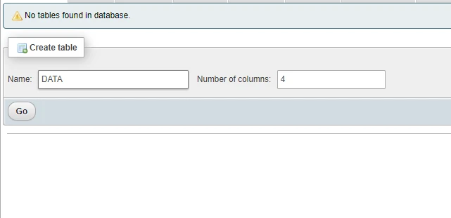 Give Table Name to Database