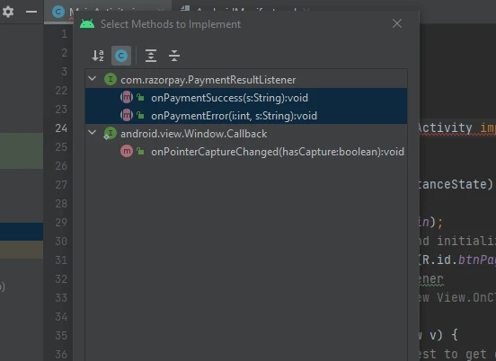 Razorpay Integration Payment Result Listener Options