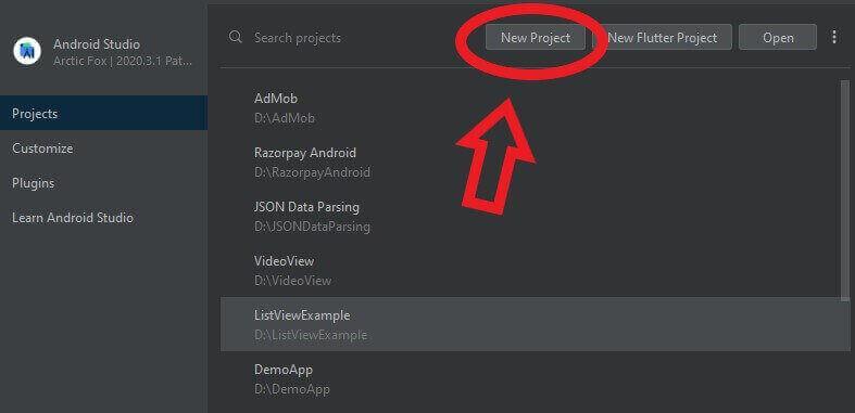 Create New Android Studio Project