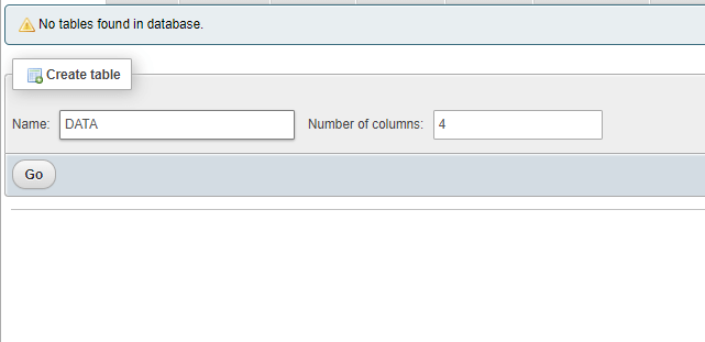 Give Table Name to Database