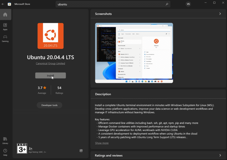 Install Ubuntu CLI in Windows