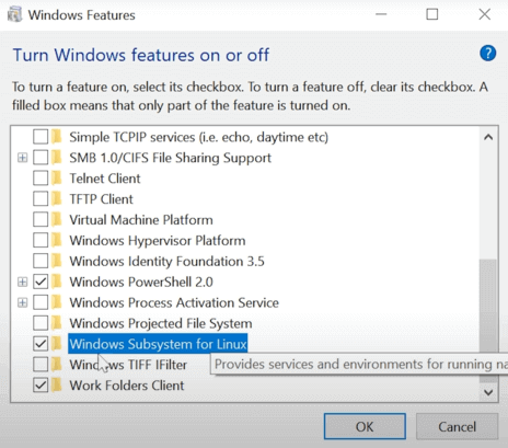 Turn Windows features on or off